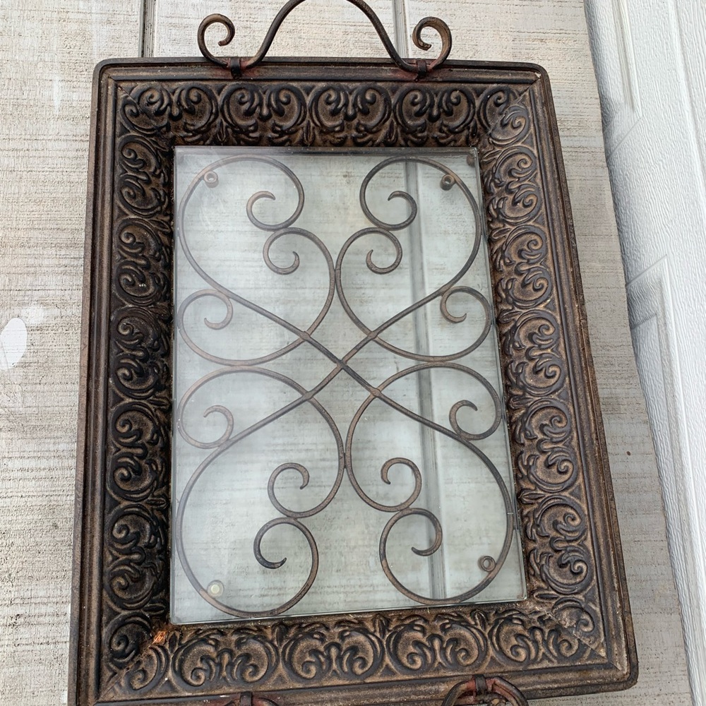Southern Living at Home Napa Tray w/ Glass Insert Scroll Metal Serving Tray - Picture 14 of 16